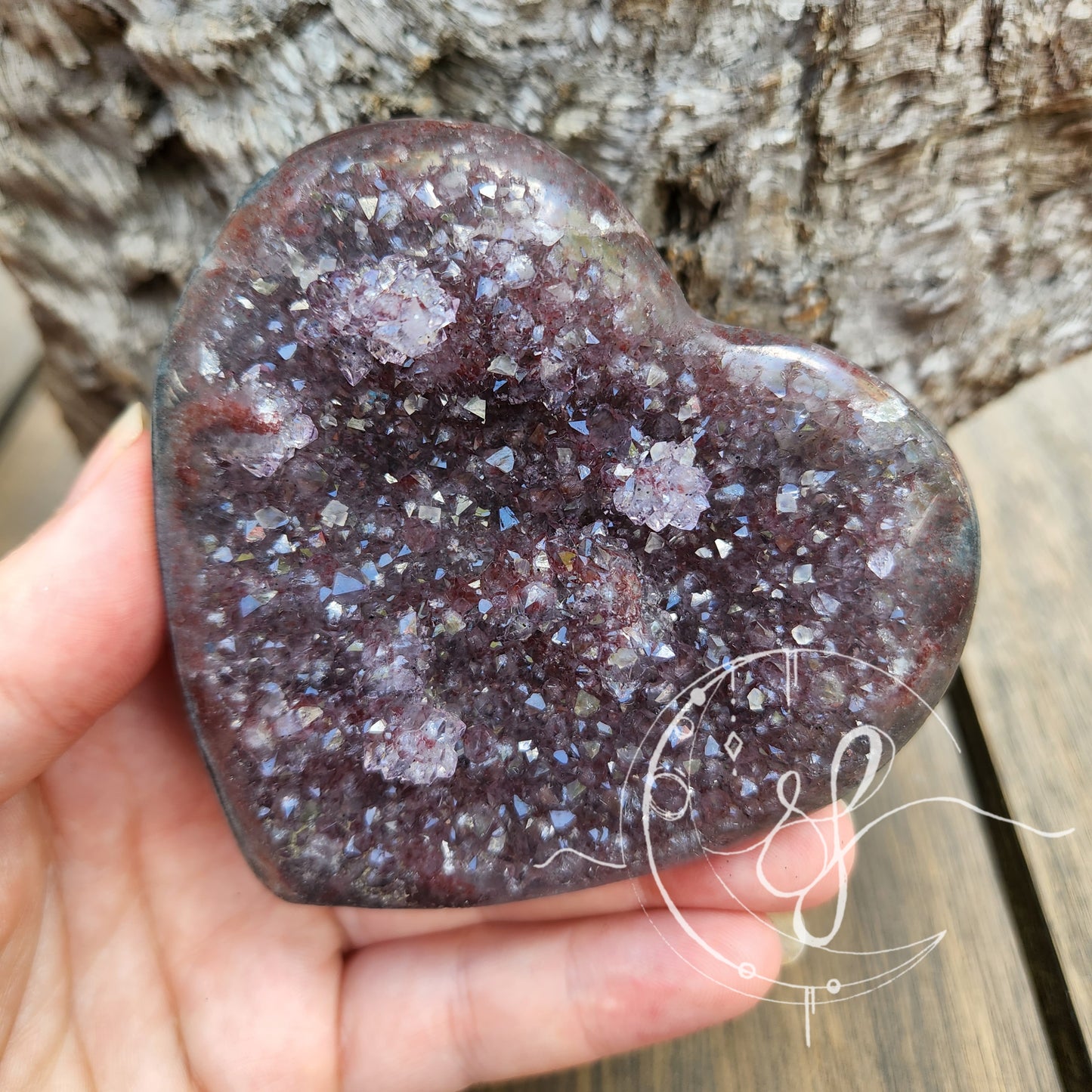 Uraguay Agate Amethyst Druzy Heart Y