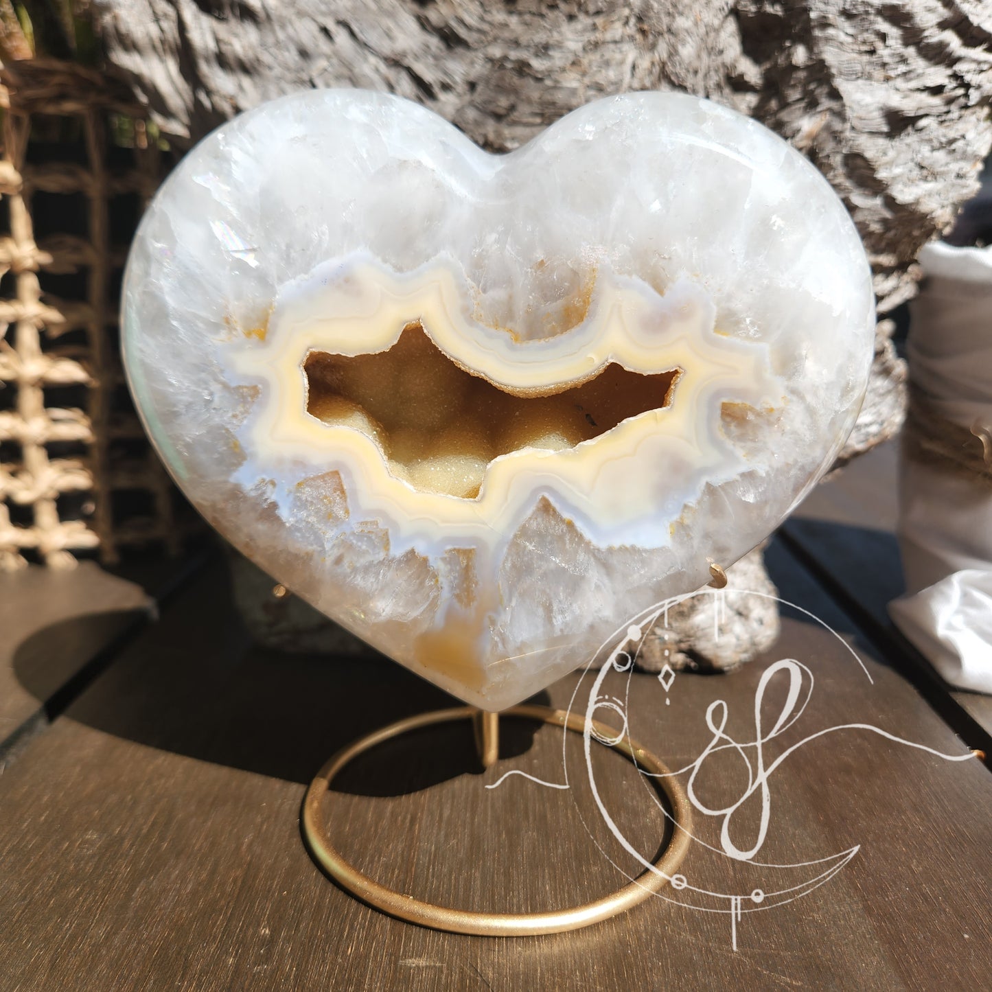 Druzy Agate Quartz Heart D