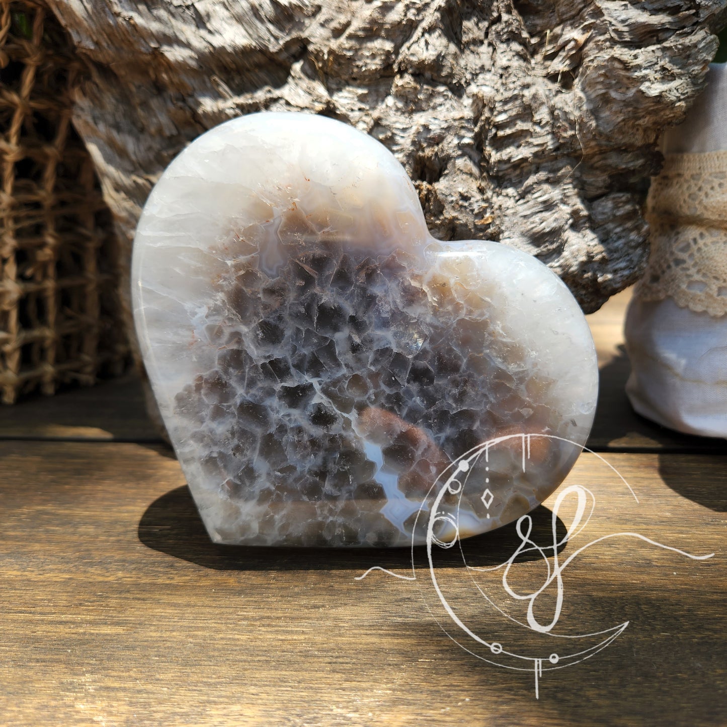 Druzy Agate Quartz Heart W