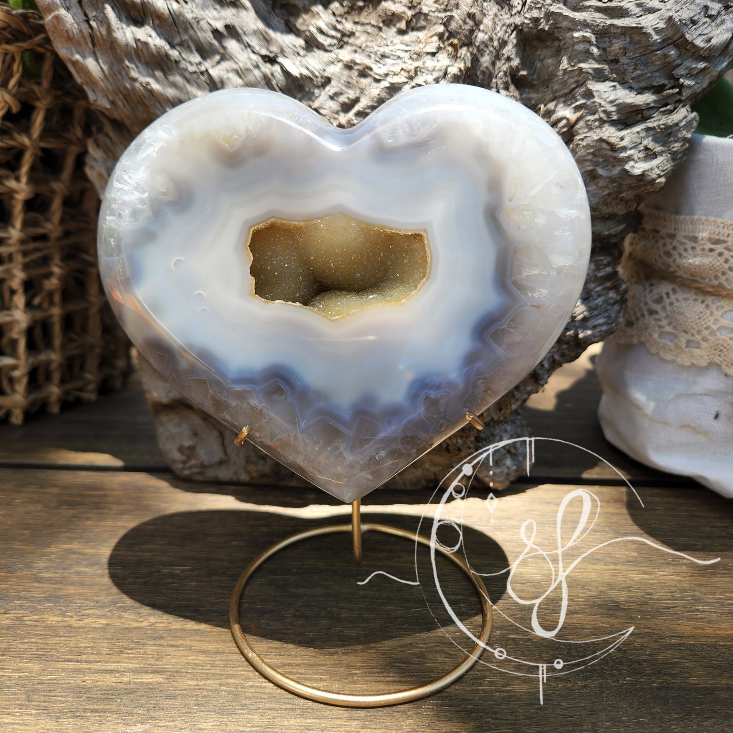 Druzy Agate Quartz Heart W