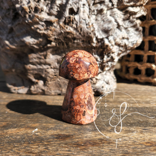 Red Orbicular Spherical Jasper Mushroom
