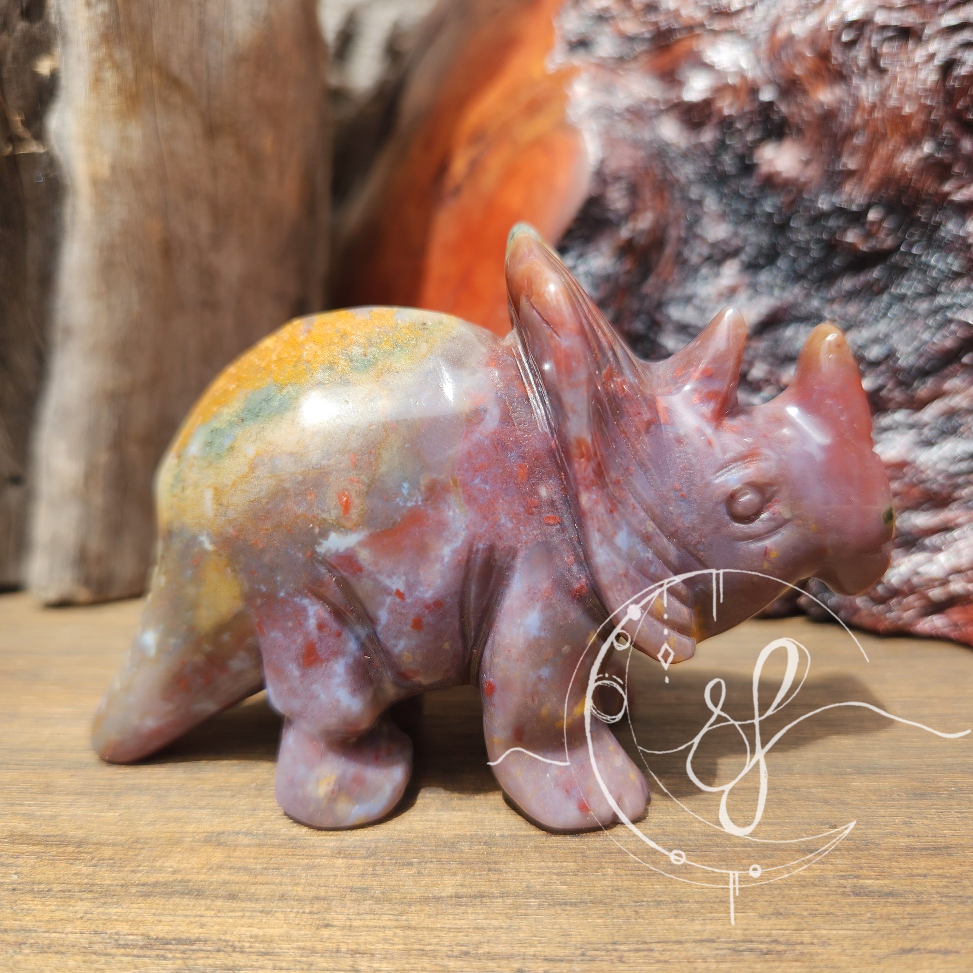 Centrosaurinae ocean jasper dinosaur Carving She fire