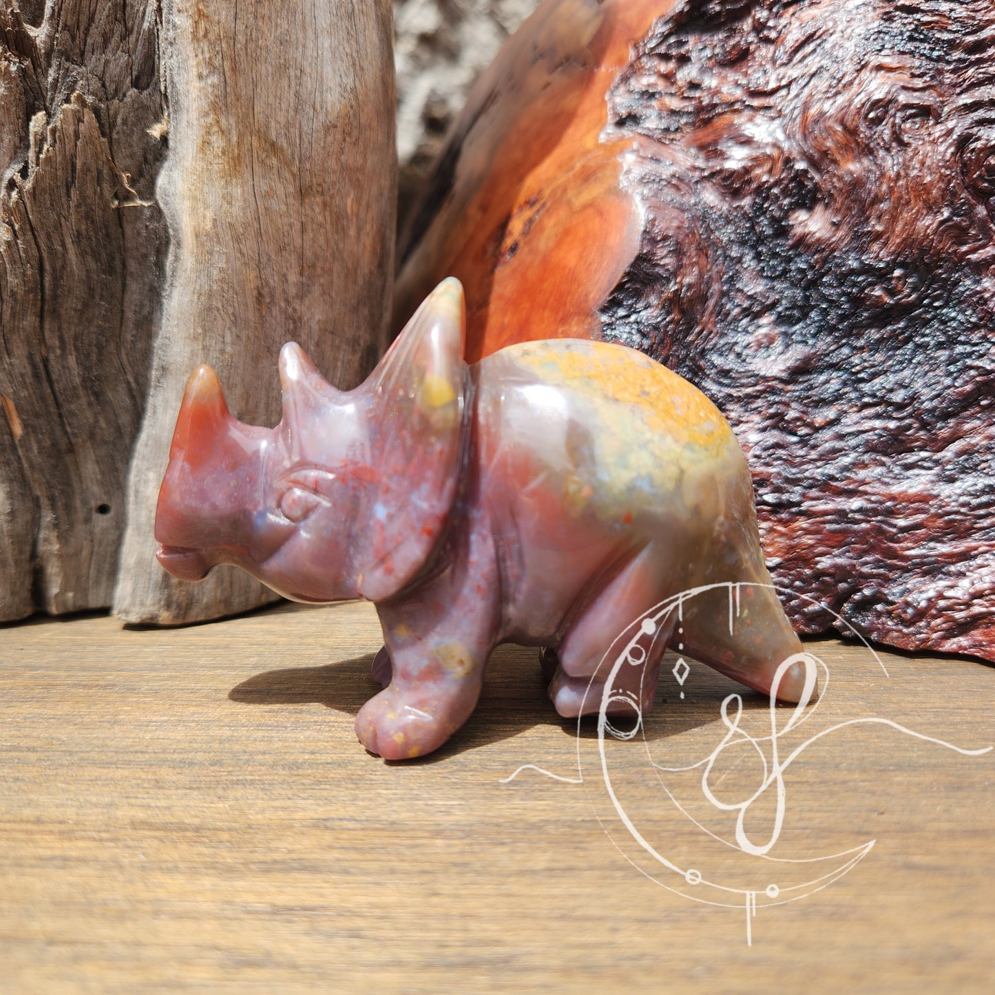 Centrosaurinae ocean jasper dinosaur Carving She fire