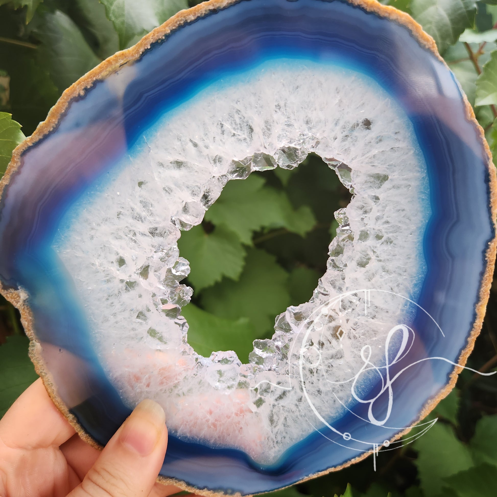 Blue Agate quartz druzy slice Agate Slab She fire
