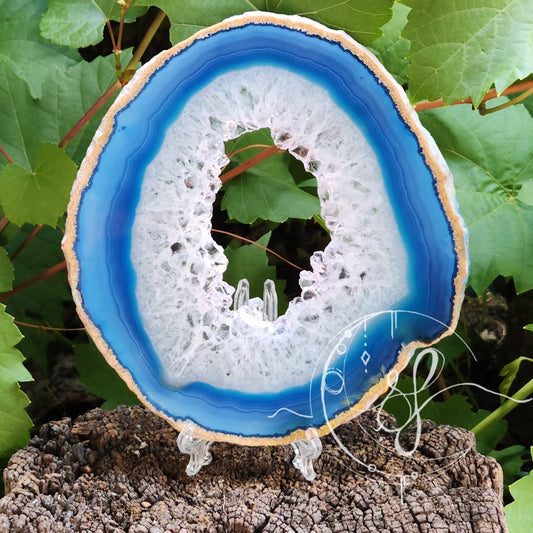 Blue Agate quartz druzy slice Agate Slab She fire