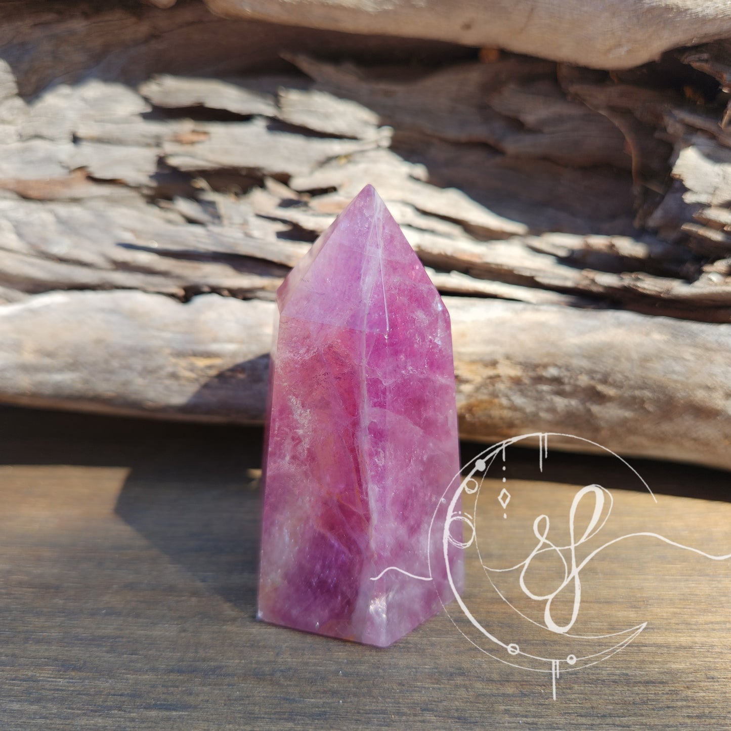 Purple fluorite crystal point she fire