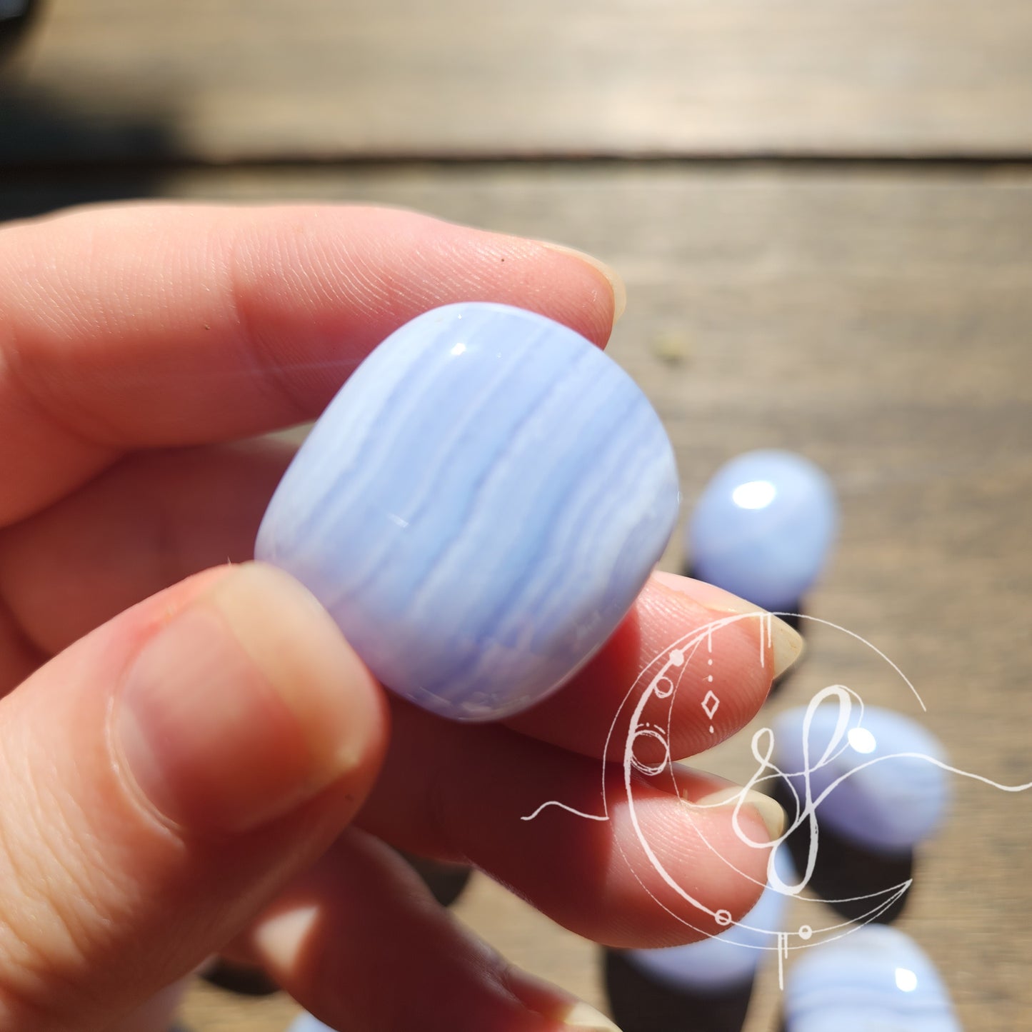 Highest grade hand cut blue lace agate tumbles she fire