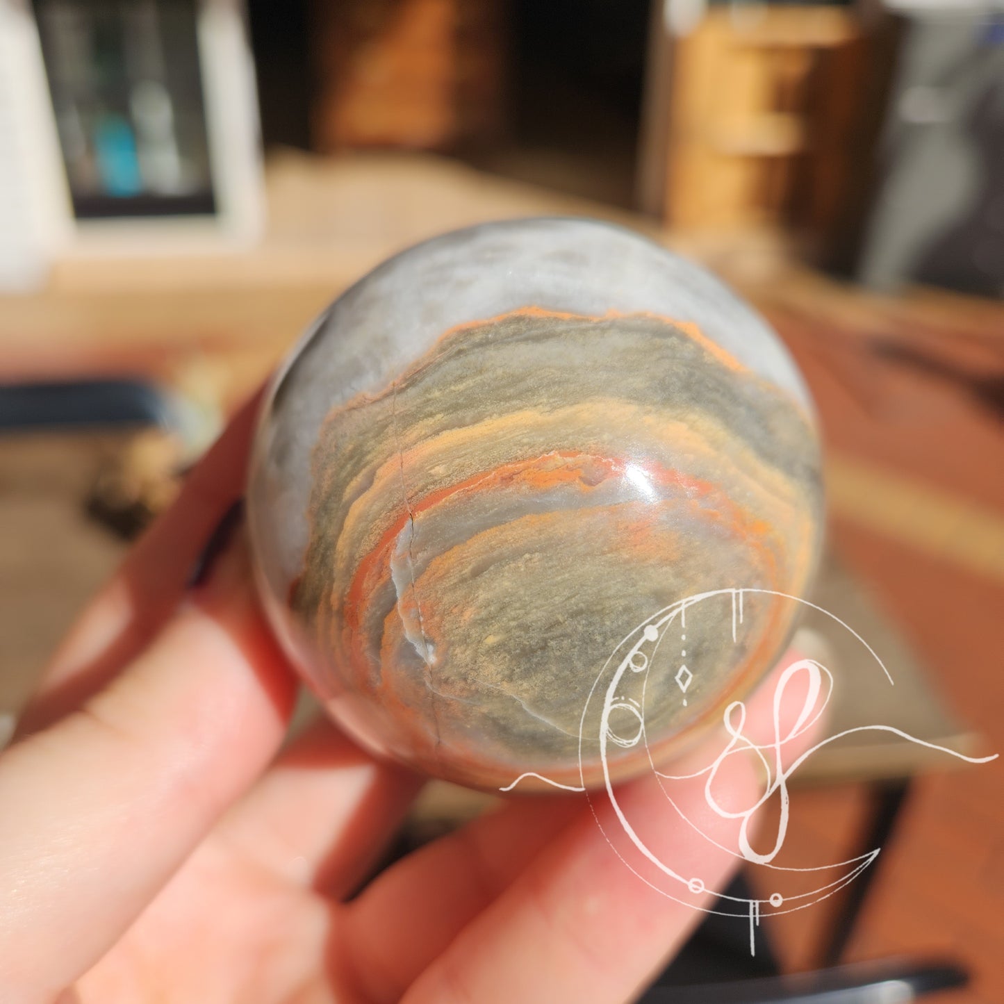Grey Banded Onyx Sphere B