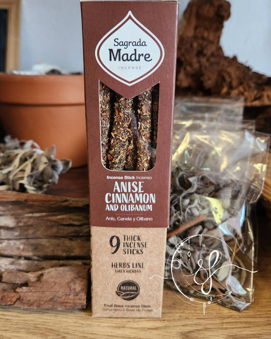Sagrada Madre Anise, Cinnamon and Olibanum incense sticks, natural herbal incense, 9 pack