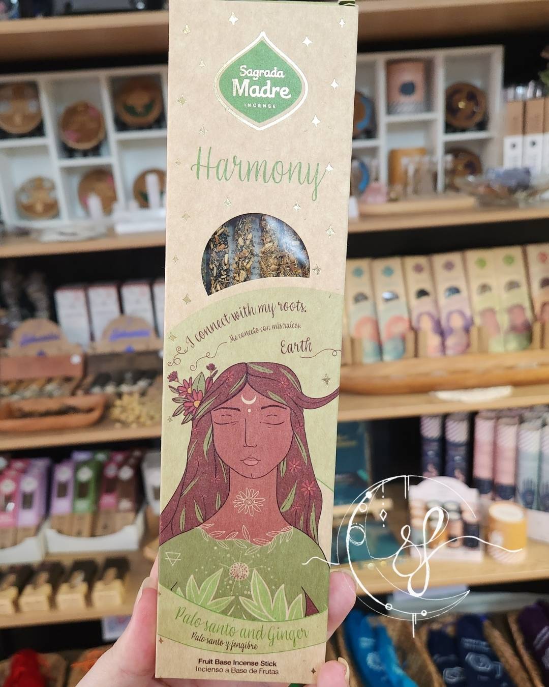 Sagrada Madre Harmony Incense, Palo Santo and Ginger scent, fruit-based incense sticks
