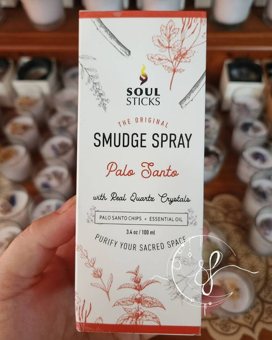 Soul Sticks Smudge Spray Palo Santo with real quartz crystals, 100ml