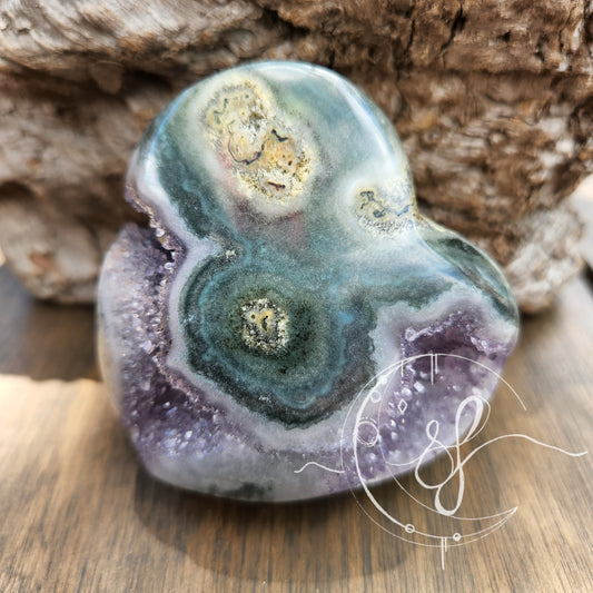 Uraguay Agate Amethyst Druzy Heart U
