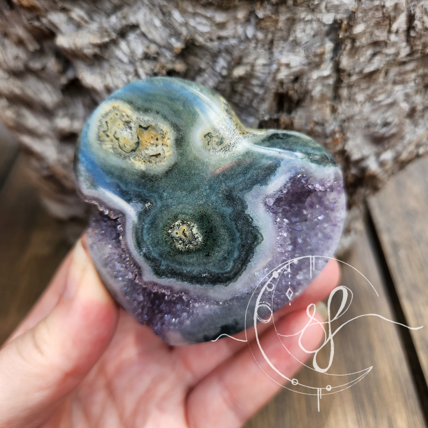 Uraguay Agate Amethyst Druzy Heart U