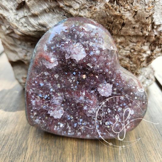 Uraguay Agate Amethyst Druzy Heart Y