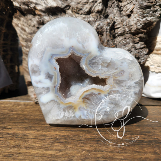 Druzy Agate Quartz Heart L
