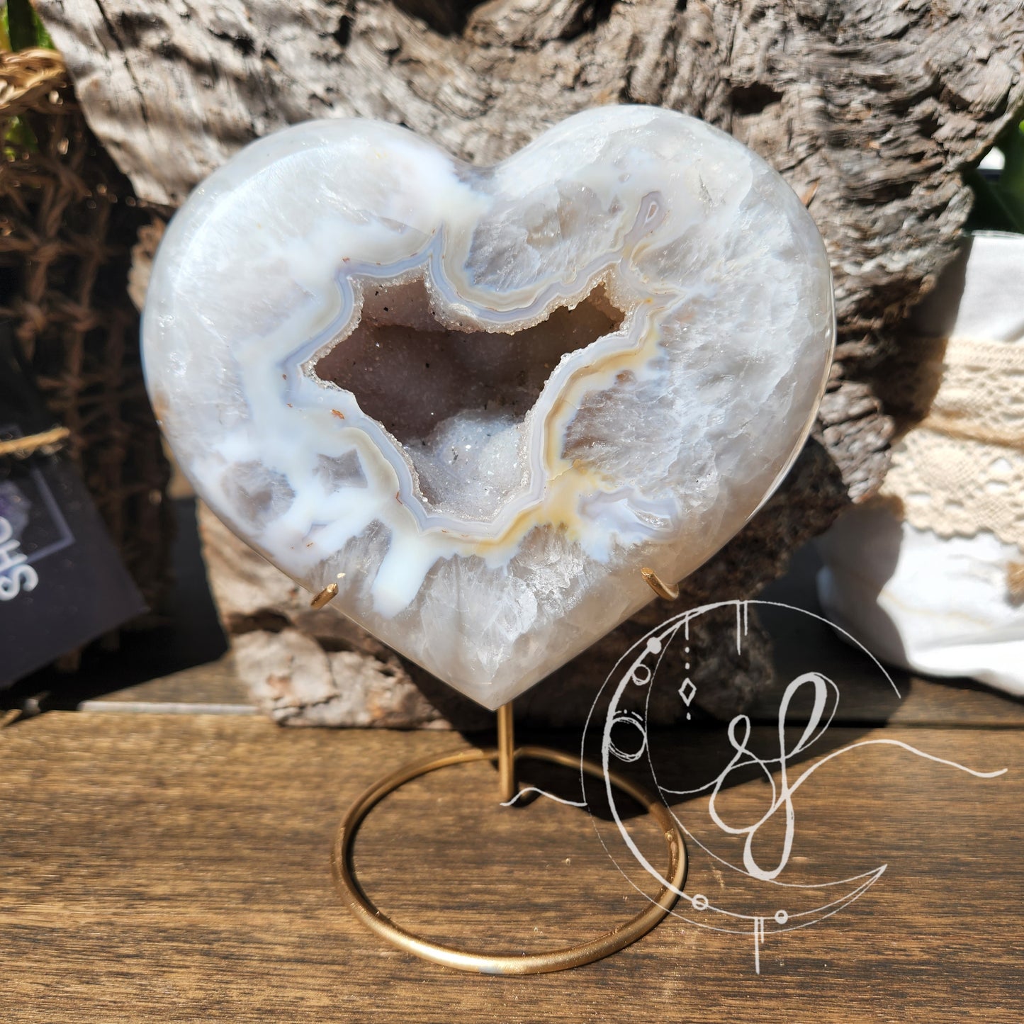 Druzy Agate Quartz Heart L