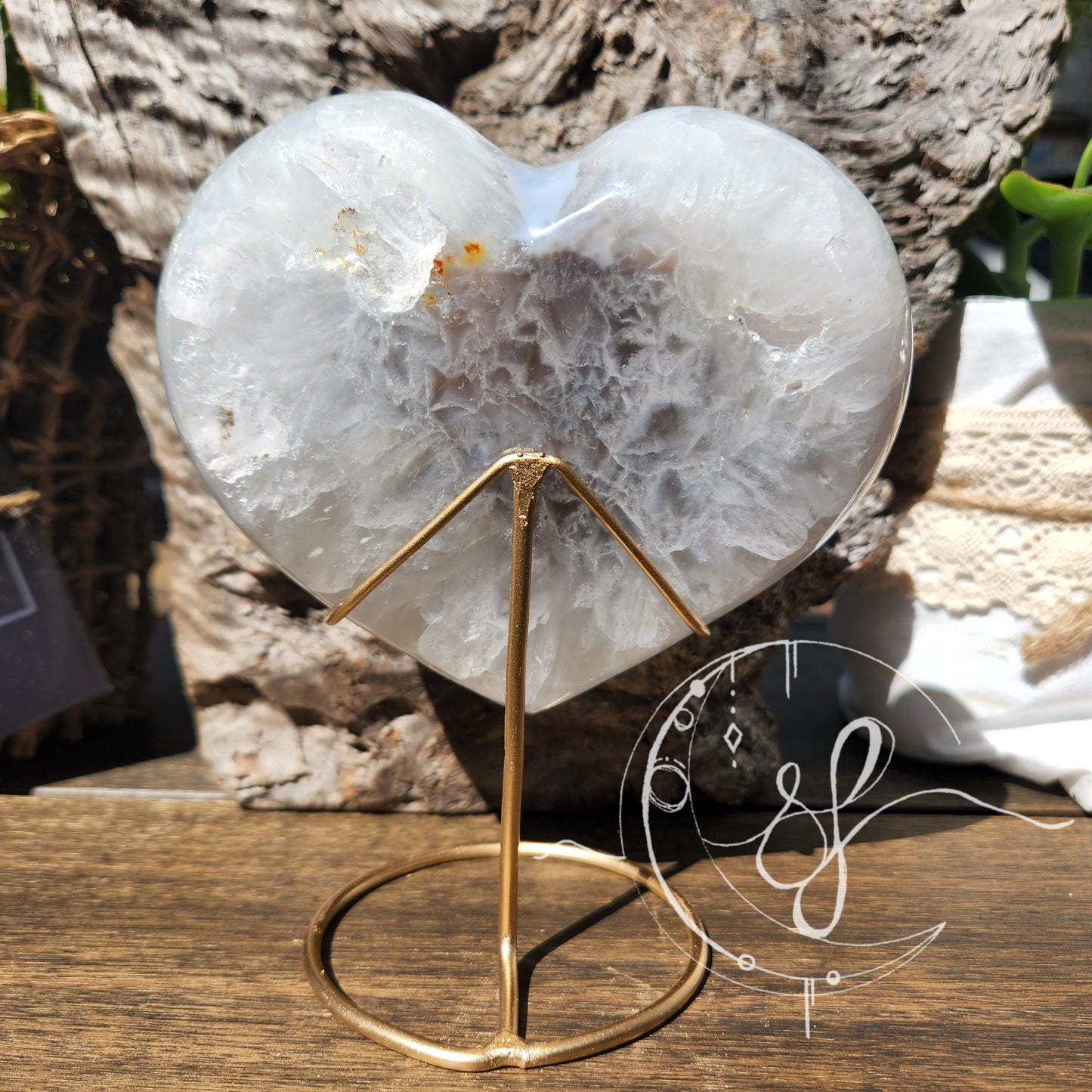 Druzy Agate Quartz Heart L