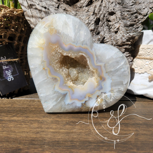 Druzy Agate Quartz Heart R