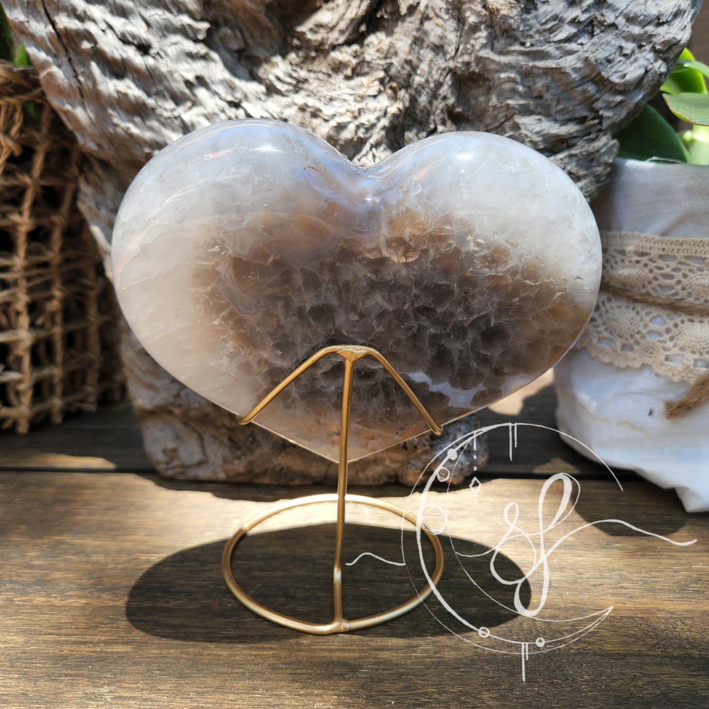 Druzy Agate Quartz Heart W